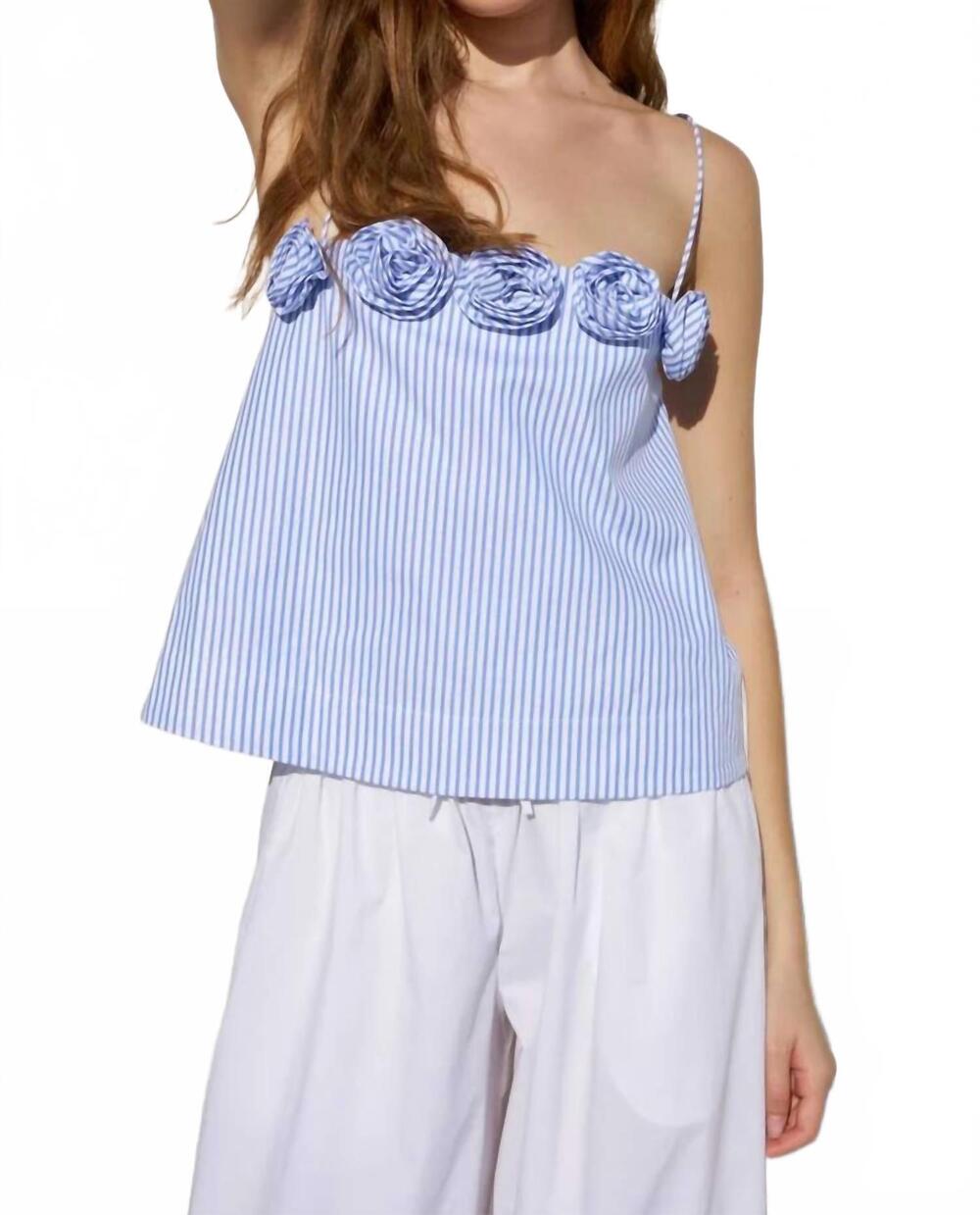 NEW CAROLINE CONSTAS vera top in blue white stripe